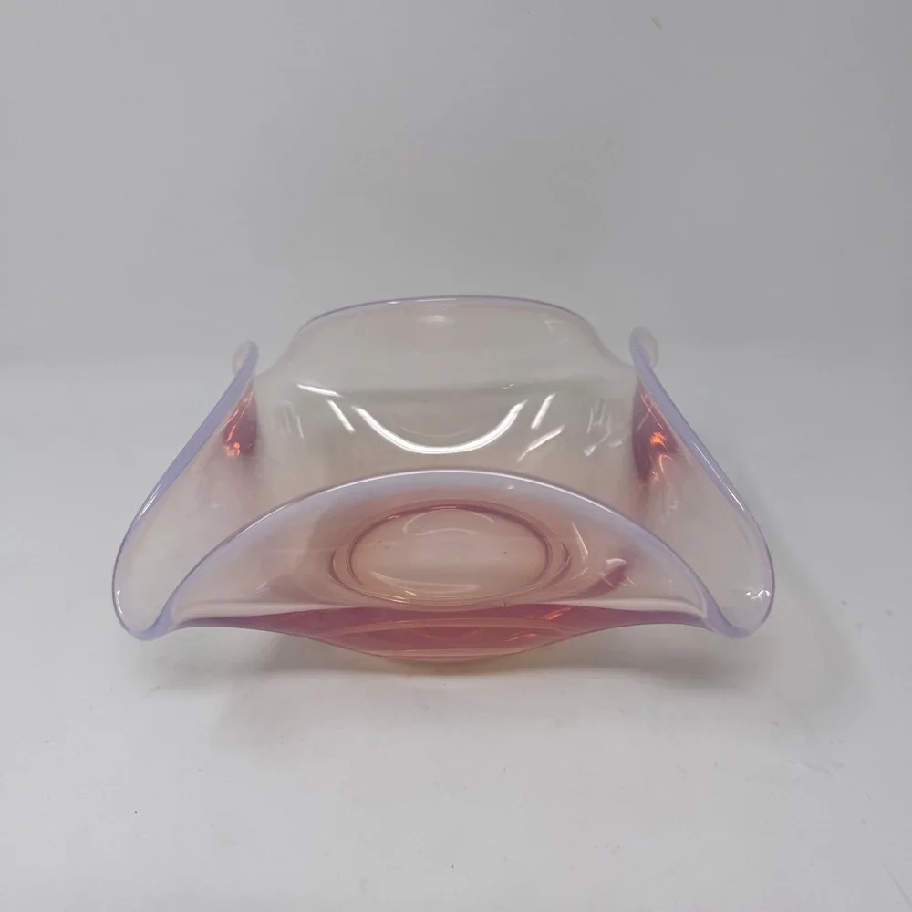 Vintage Fostoria Seascape Coral Sand Opalescent Square Bowl